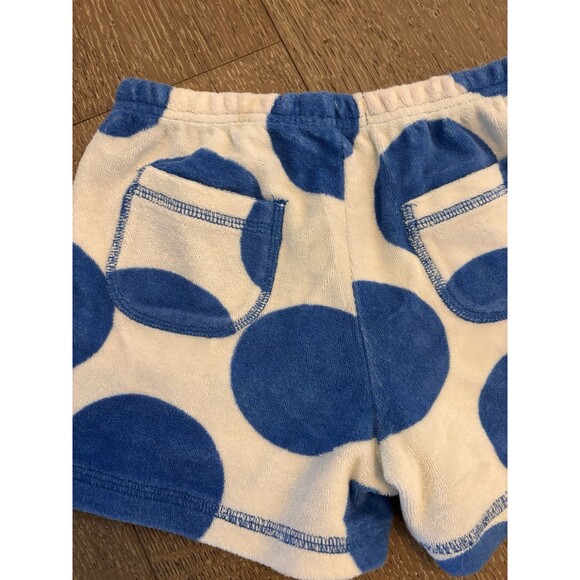 Mini Boden Terry Cloth Blue Polka Dots Shorts Girl Sz 6Y Back Pockets - Picture 4 of 5